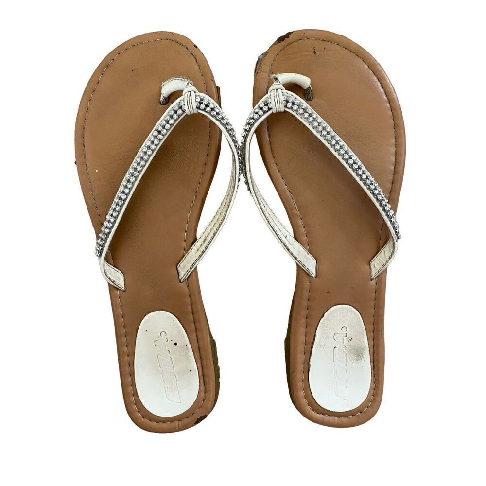 Soda Rhinestone Embellished Flip Flops Sandals